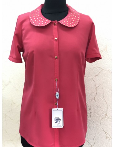 Малинова жіноча блузка короткий рукав TBcollection, Польща