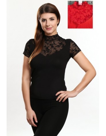 Bella червона блузка короткий рукав тмViolana, Польща