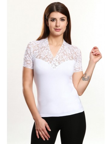 Christina блузка біла віскоза мереживо короткий рукав тмViolana, Польща