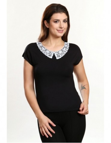 Ksenia чорна та біла блузка в'язаний комірець тмViolana, Польща