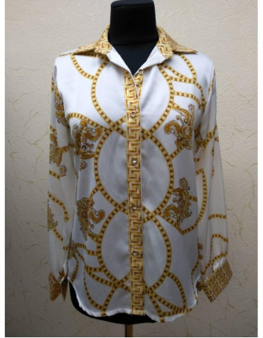 Жіноча атласна блузка довгий рукав 