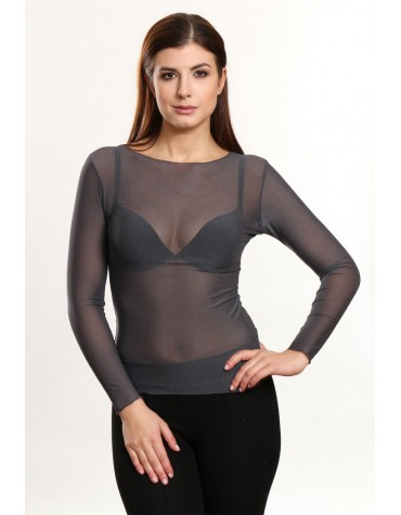 Mira графіт блузка-сітка довгий рукав тмViolana, Польща