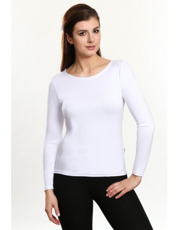 Tosca біла жіноча футболка довгий рукав віскоза тмViolana, Польща Tosca біла жіноча футболка довгий рукав віскоза тмViolana, Польща