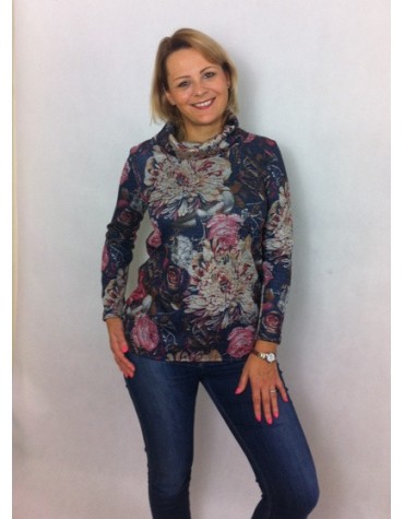 Подовжена блузка квітковий принт з легким люрексом тмJustti, Польща