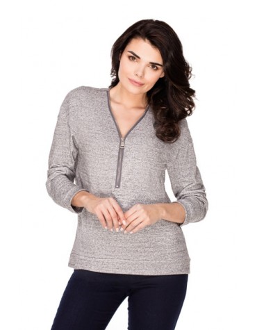 Sigrid тепла сіра меланжева кофтинка з блискавкою тмViolana, Польща Sigrid тепла сіра меланжева кофтинка з блискавкою тмViolana, Польща