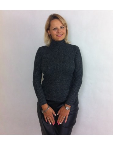 Гольф в рубчик графіт з люрексом тмJustti, Польща