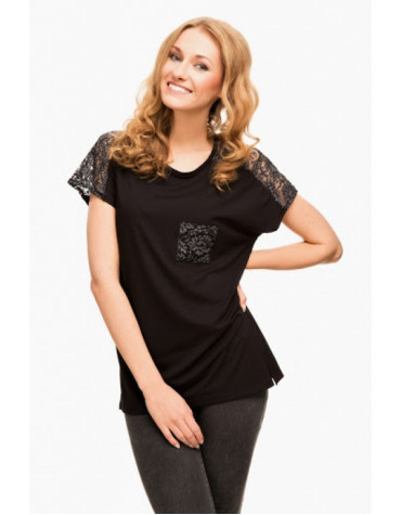 Lynn  широка блуза прямого крою короткий рукав тмViolana, Польща