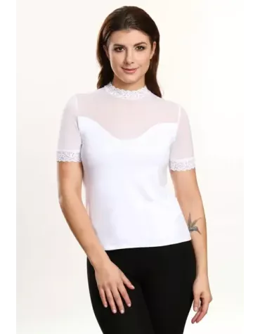 Bogna блузка-напівгольф короткий рукав віскоза сітка тмViolana, Польща