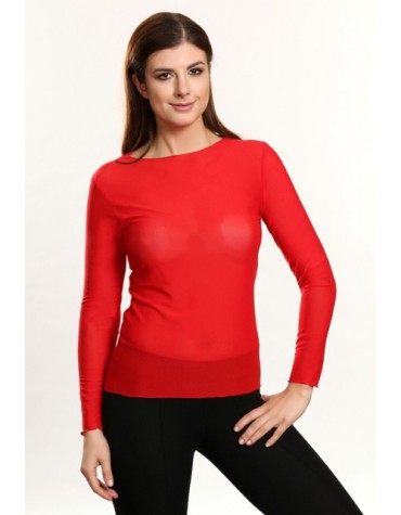 Mira червона блузка-сітка довгий рукав тмViolana, Польща