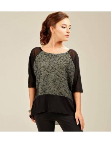 Жіноча блуза 010 чорний меланж шифон тмViolana, Польща