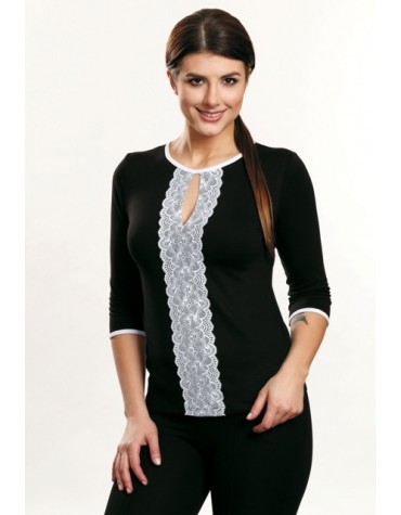 Chiara блузка з контрастним мереживом рукав 3/4 тмViolana, Польща Chiara блузка з контрастним мереживом рукав 3/4 тмViolana, Польща