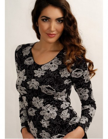 Sylwia блузка чорно-біла віскоза квіти тмViolana, Польща Sylwia блузка чорно-біла віскоза квіти тмViolana, Польща