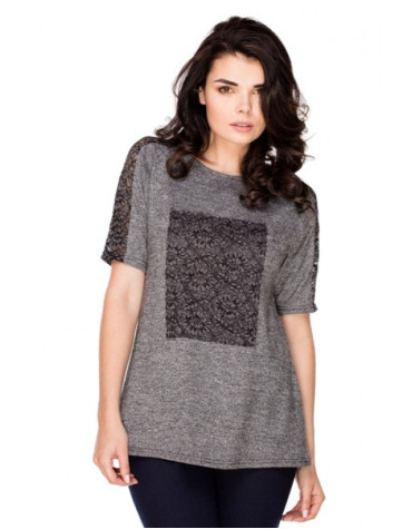 Debora сіра блуза з мереживними вставками тмViolana, Польща