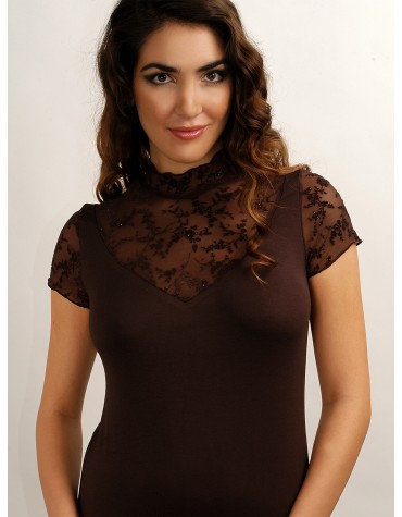 BELLA коричнева блузка короткий рукав тмViolana, Польща
