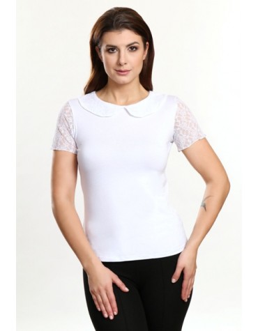 Jacke біла блузка з комірцем короткий рукав тмViolana, Польща