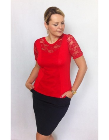 Червона віскозна блузка Bonita з мереживом тмJustti, Польща