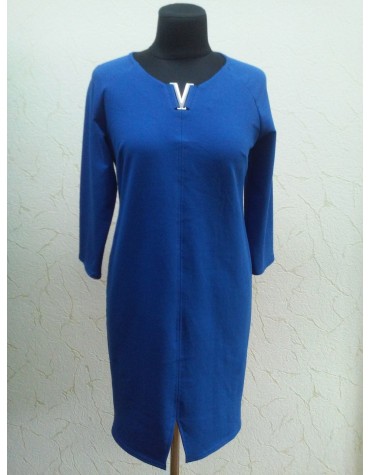 Синя коттонова сукня з V-вставкою тмEffect, Польща