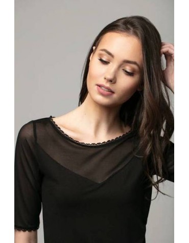 Віскозна чорна блуза з сіткою тмViolana, Польща