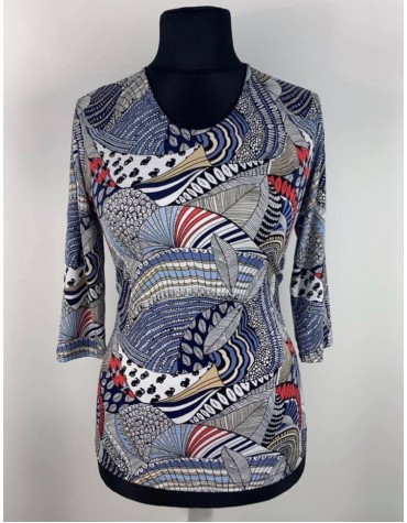 Віскозна блузка абстрактний принт, рукав 3/4 тмAGA, Польща