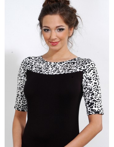 Megan чорна з білим блузка віскоза короткий рукав тмViolana, Польща