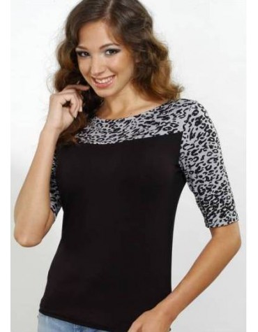 Megan блузка віскозна чорна з сірим тмViolana, Польща