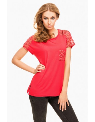 Lynn  широка блуза прямого крою короткий рукав тмViolana, Польща