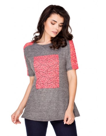 Debora сіра блуза з мереживними вставками тмViolana, Польща