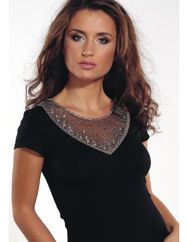 Eliza чорна блузка віскоза короткий рукав тмViolana, Польща