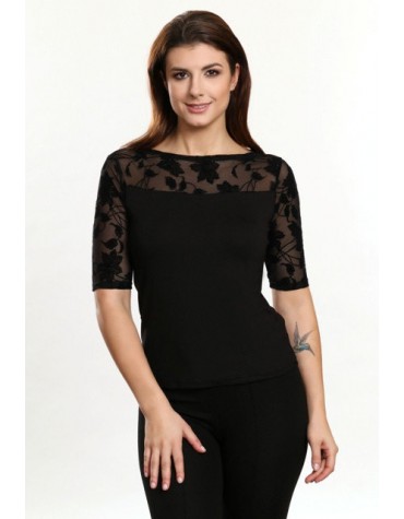 Gracja чорна блузка короткий рукав тмViolana, Польща