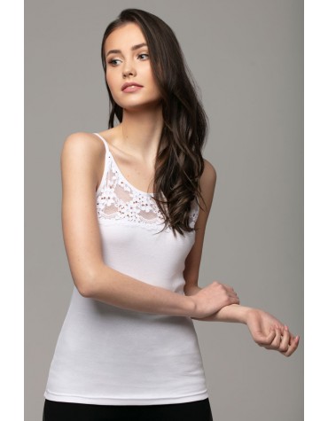Біла бавовняна майка з мереживом тмViolana, Польща