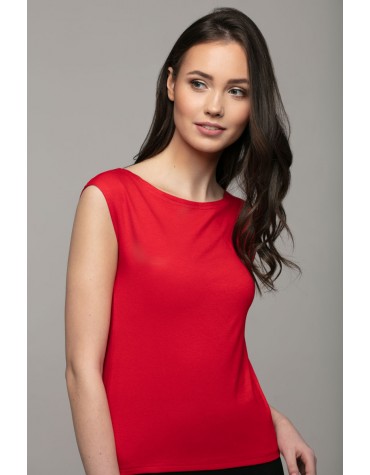 Віскозна червона футболка Loren без рукава тмViolana, Польща