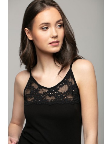 Чорна бавовняна майка з мереживом тмViolana, Польща