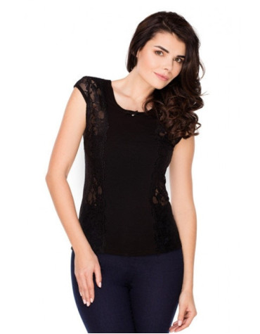 Laurel однотонна мереживна блузка без рукава тмViolana, Польща