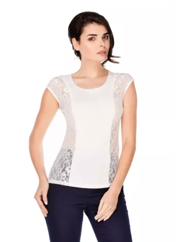 Laurel однотонна мереживна блузка без рукава тмViolana, Польща