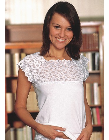 Viola біла блузка бавовняна з мереживом тмViolana, Польща